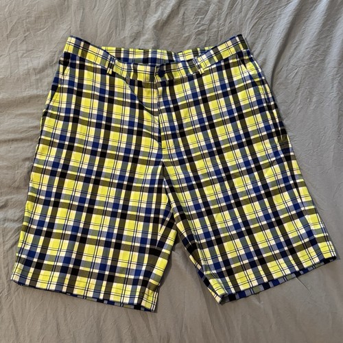 Slazenger Men’s Plaid Golf Shorts Blue/Yellow Size 36