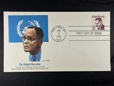 FDC 1982 Ralph Bunche FDC Nobel Peace Prize United Nations Theme  a729