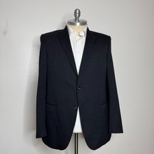Hart Schaffner Marx Sport Coat Mens 46L Charcoal Gray Solid Wool Blazer New York