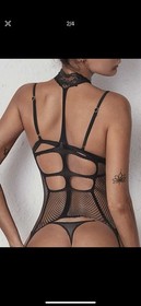 Sexy Lingerie Bodystocking Fishnet Lace-Choker Playful Bedroom Porn Star Outfit