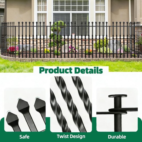 10 Panels Decorative Garden Fence, 32in(H)×24Ft(L) Heavy Duty Twist Outdoor D... - Picture 4 of 6