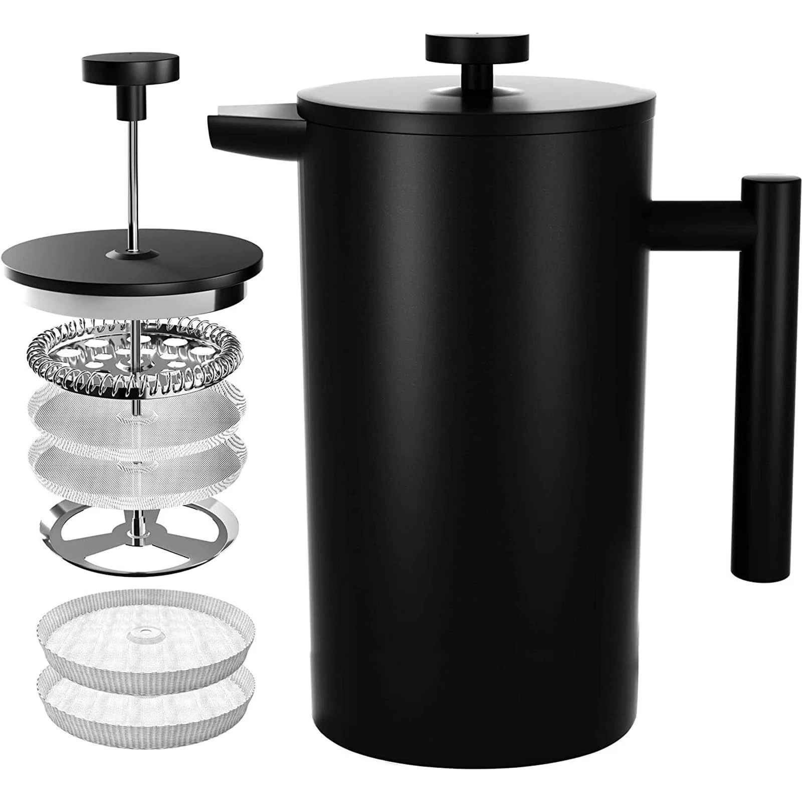 Coffito French Press Coffee Maker,Stainless Steel Double Wall 34oz, Black