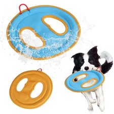 lasuroa Dog Flying Disc Toy, 9.25" Pet Water Floating Flyer with blue, orange