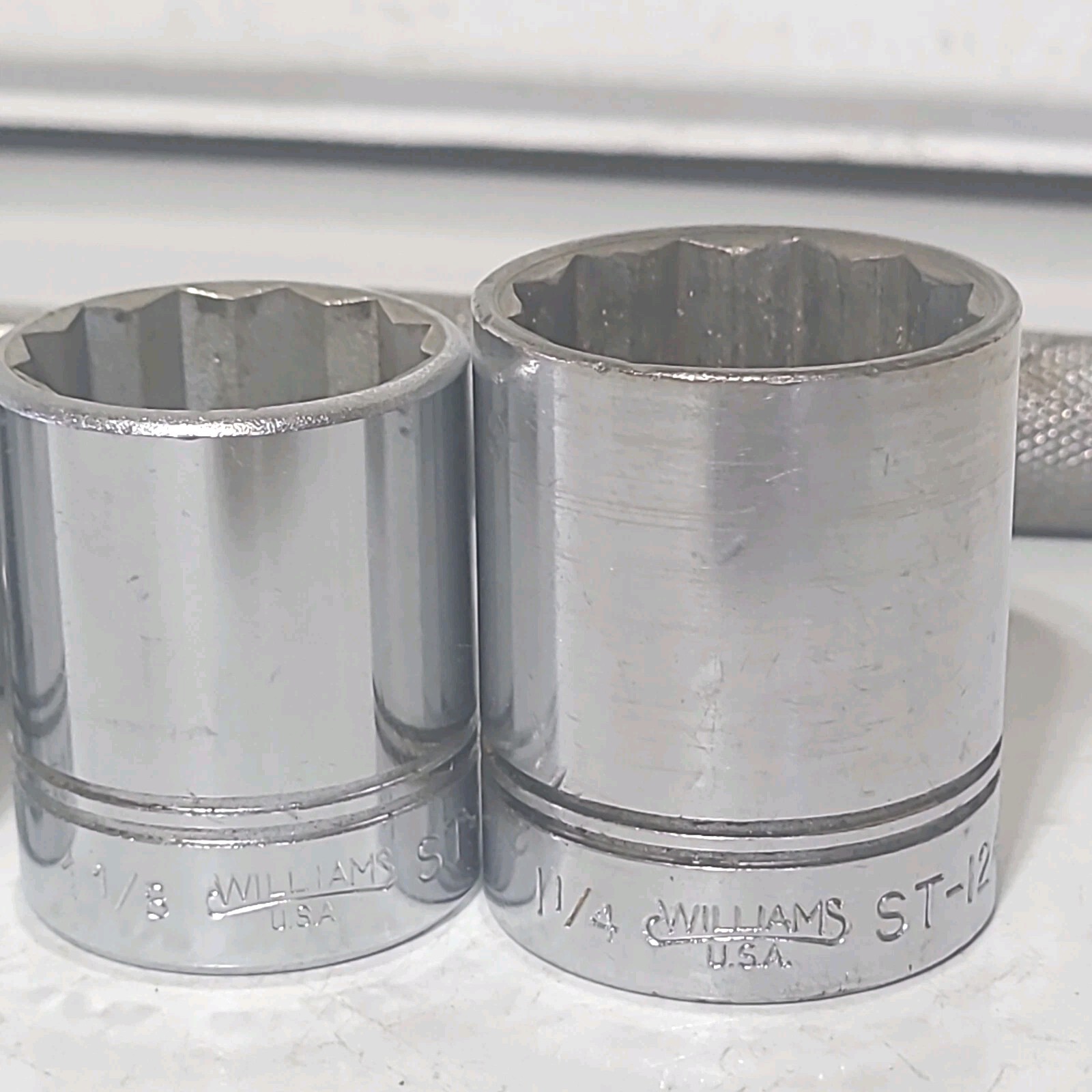 Vintage 15 Pc Williams 1/2" Dr. Mixed Socket Set Scroll Logo S-52 Ratchet Tools 