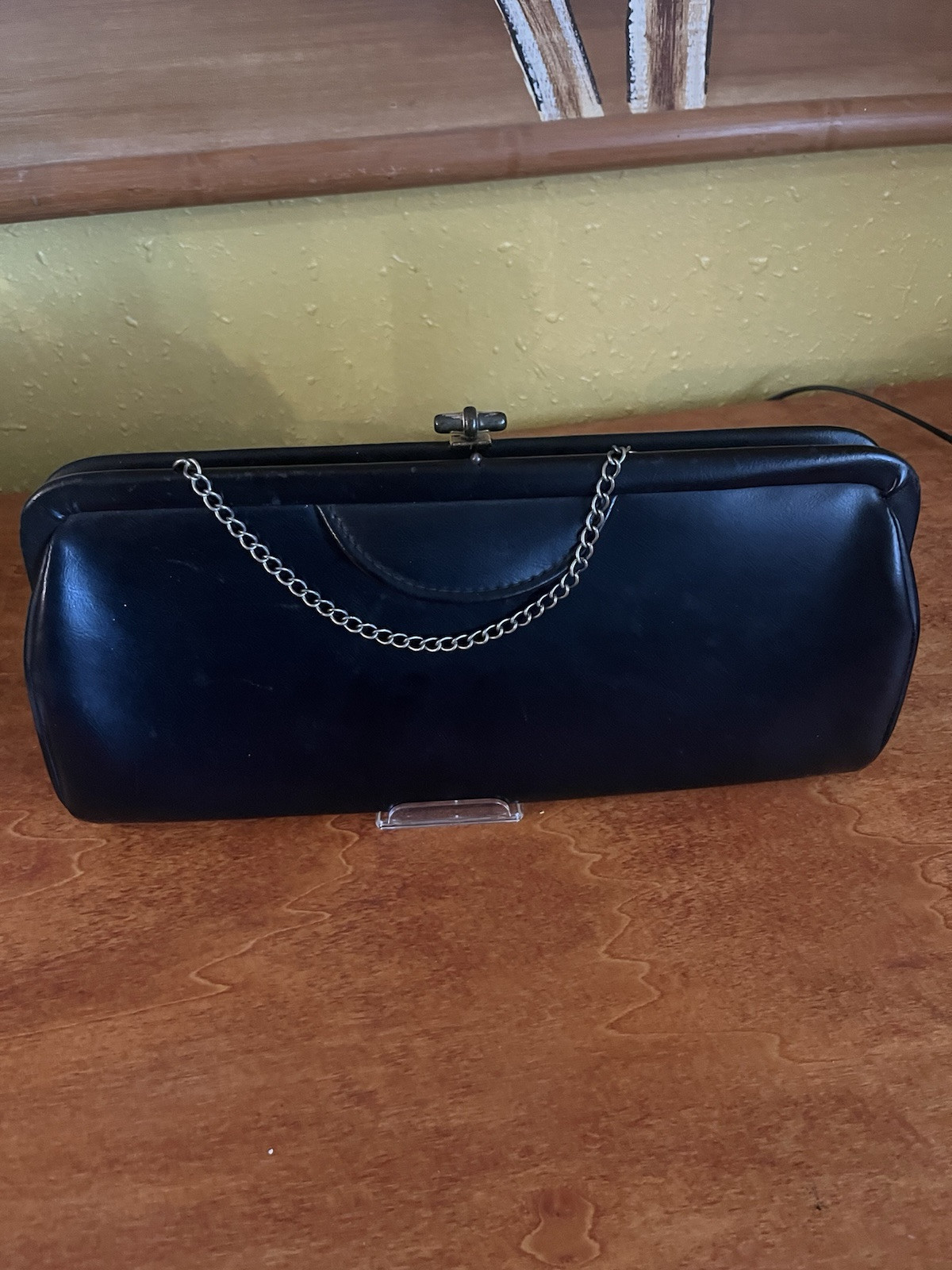 Vintage Patent Leather Clutch With Chain