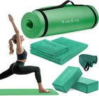 Yoga Mat Set for Home Workouts 1/2 Inch Thick 72" Length Mat Blocks Strap Towel