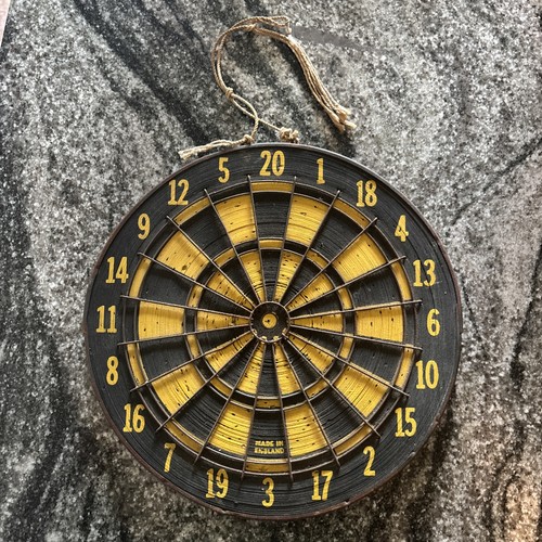 10.5” English Dartboard, Made In England Rolled Cork/ Paper Yellow & Black