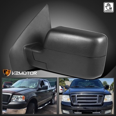 Left Driver Side Fits 2004-2014 Ford F150 Black Manual Fold Side View Mirror