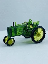 John Deere - Christmas Tree Ornament - Model A Tractor Translucent Green 3” Long