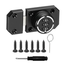 Combination Cabinet Latch Metal Keyless Drawer Lock, Dark Black