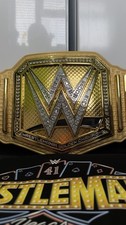 WWE GOLDEN MANIA TITLE - STUNNING REAL LEATHER BELT ONE OF A KIND - MINT
