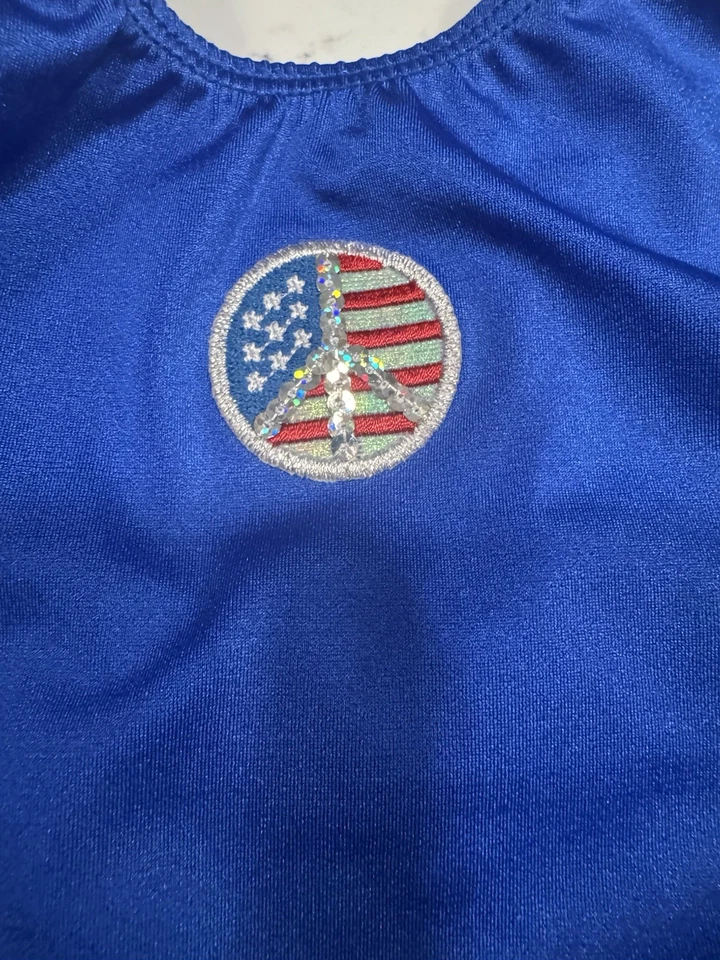 GK Elite Competition CL Child Large L Gymnastics Leotard long sleeve EUC Sparkly - Image 3 of 4