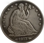 1873-CC Seated Liberty Silver Half Dollar 50C High Grade
