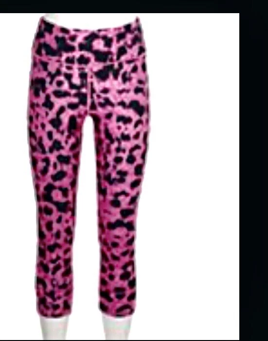 Women's Tek Gear Printed High Waisted Capri Leggings Pink Animal