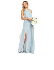 Show Me Your MuMu Heather Halter Maxi Dress Silver Sage Women’s Size Sm