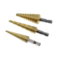3 pcs Step Drill Bits Set HSS Steel Titanium Coated Metal Hole Cutter 1/4" Shank
