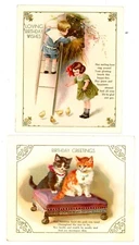 two early 20th century Birthday Cards printed in Germany