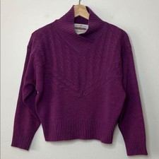 Obermeyer Vintage Wool Angora Blend Keny Cableknit Sweater Purple size small