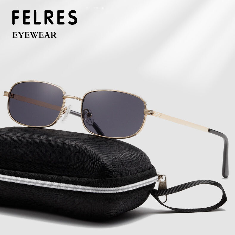 Retro Small Square UV400 Protection Sunglasses Lightweight Metal Frame Retro Travel Metal Frame Unisex Small Rectangle Sunglasses  main image 3