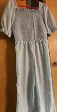 Girls Pantsuit Size 10 By Japna Girls/mint Green, Tie Belt, Smocked Stretchy Top