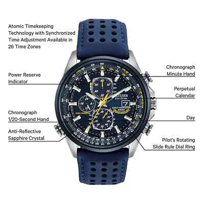 Citizen AT8020-03L Blue Angels Atomic World Time Chronograph Men's