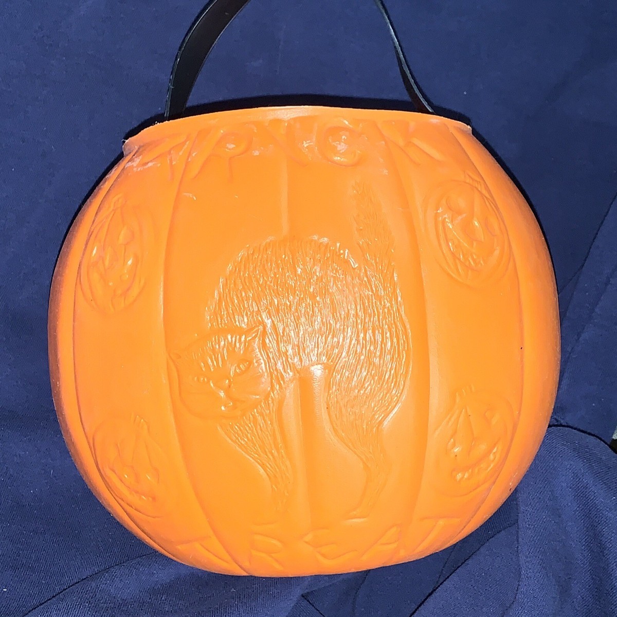 Vintage AJ Renzi Halloween Blow Mold Plastic Pumpkin Jack O