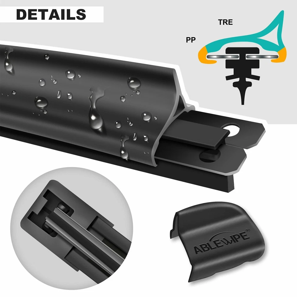 ABLEWIPE 24"+20" Fit For Ford Taurus X 2008 Beam Front Windshield Wiper Blades Foto 4 de 4