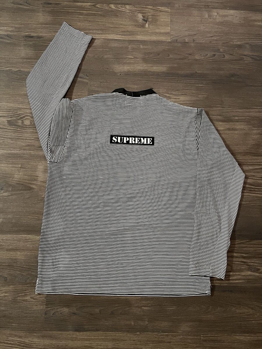 L) SUPREME X STONE ISLAND LONG SLEEVE STRIPED T-SHIRT BLACK L) SUPREME X STONE ISLAND LONG SLEEVE STRIPED T-SHIRT BLACK