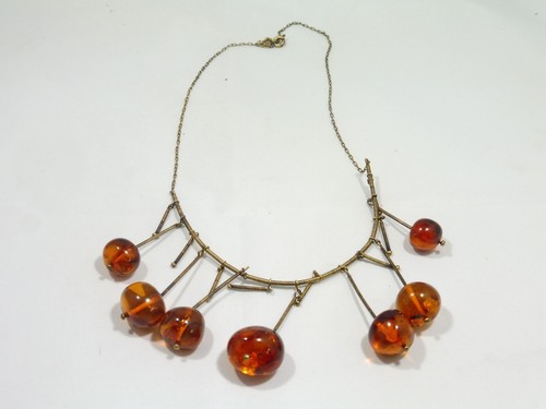 VINTAGE 835 SILVER AND BALTIC AMBER RUSSIAN NECKLACE - Picture 3 of 6