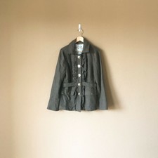 Tabitha Women’s Size 10 Wool Blend Oxer Green Ruffle Button Front Jacket Coat