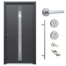 Porte d'exposition #QO01 porte d'entrée aluminium-acier DS68 DIN gauche 100x200