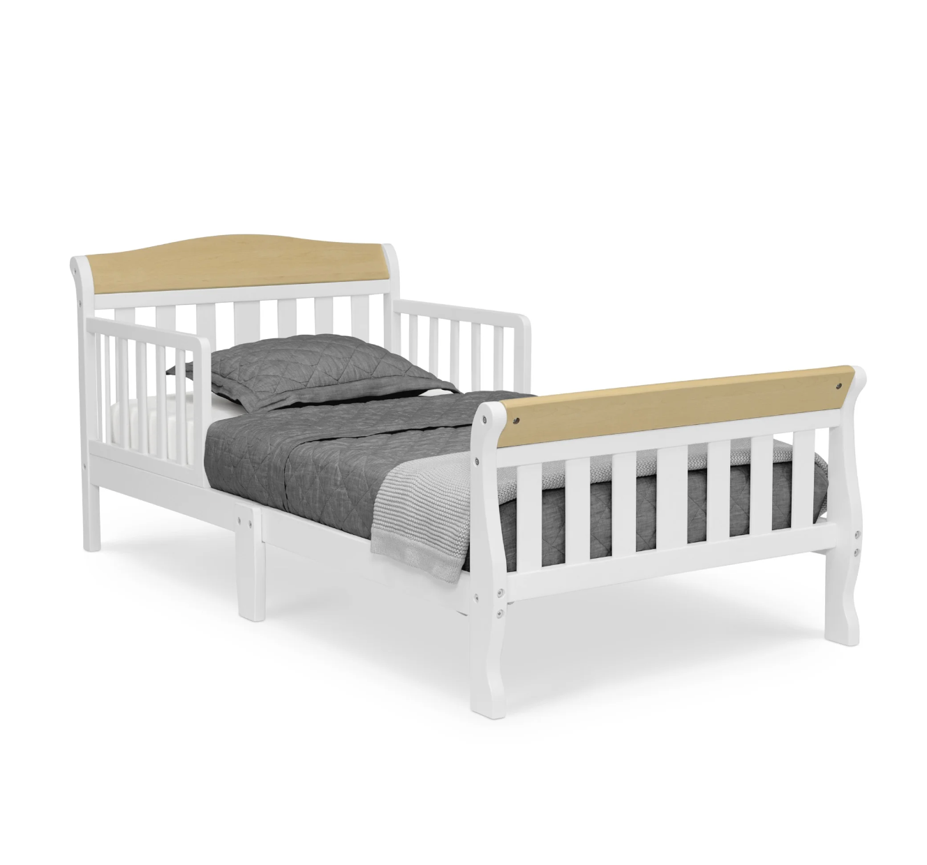 Toddler Bed Frame Adjustable for Kids Age 2 to 6 White-image