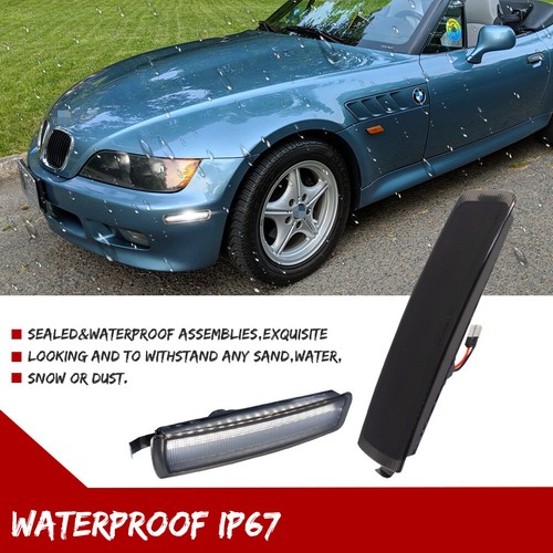 Smoked White LED Front Side Marker Lights For 1996-2002 BMW Z3 M Coupe Roadster - Picture 4 of 11