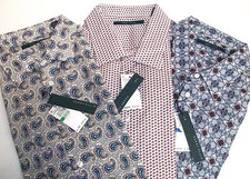 Perry Ellis Long Sleeve 100 Cotton Shirt 79 Floral Paisley Geom. 3 Colors NWT