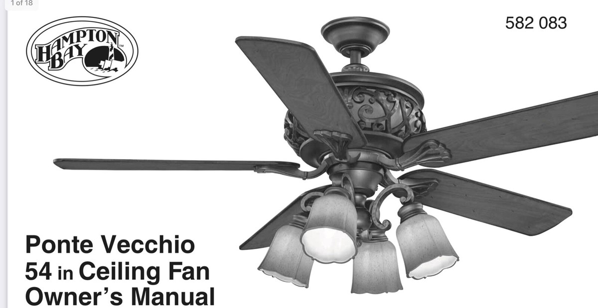 Hampton Bay Ponte VECCHIO 54 In. Natural Iron Ceiling Fan