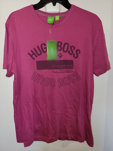 New 100%Authentic BOSS HUGO BOSS Fuchsia Stretch Cotton Logo T-shirt Sz L - Picture 3 of 12
