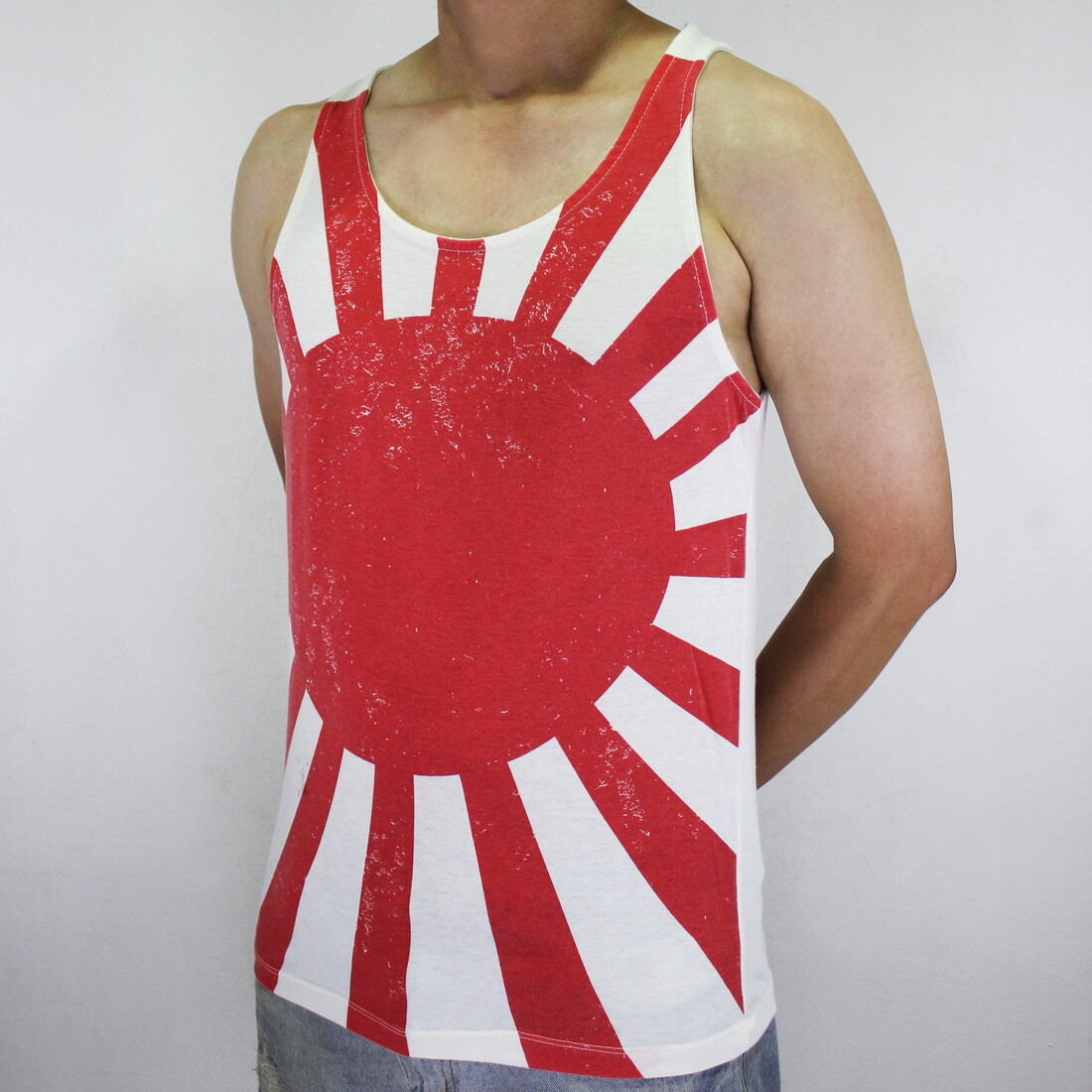 WORK Japan Rising Sun Tank Top Singlet Japanese Flag Vintage