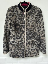 Madeleine Leopard Print Wool Blend Jacket Velvet Collar Uk14-16