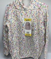 Girls Size S 7/8 Adorable DKNY Chenille Pullover Hooded Sweater Multicolored