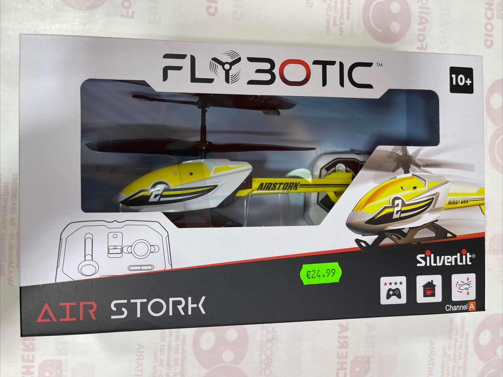 Elicottero Flybotic Air Stork con Trasmettitore due Canali Ricarica USB