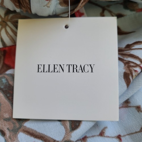 NWT Pants Ellen Tracy Floral L Blue Pull On Wide Leg Spring Summer Hippie Boho - Picture 13 of 13