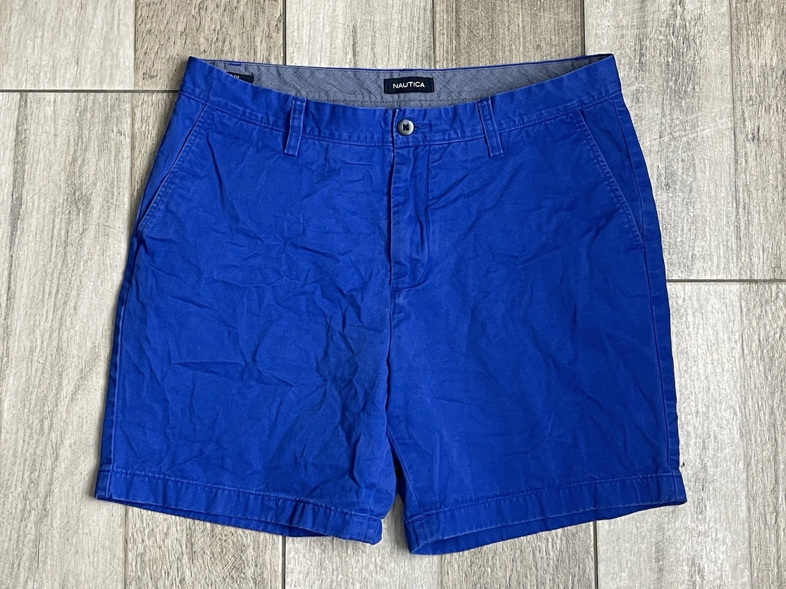Nautica Chino Shorts Mens Size 35 Blue 7” Inseam Classic Fit Fast Free Shipping