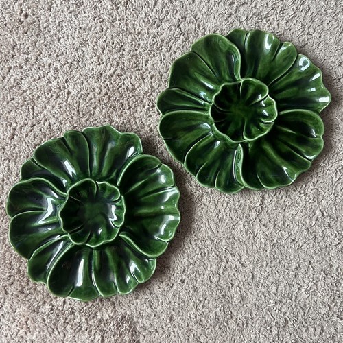 Cemar CaliforniaPottery 962 Majolica Cabbage Plate Divided Dish Mid Century - Picture 1 of 5