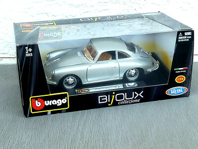 BURAGO PORSCHE 356B Coupe, 1:24, silber, OVP, neuw. Vitrinenmodell
