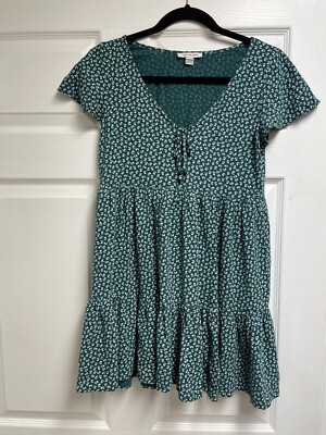 American Eagle XS Green White Floral Viscose Tiered Babydoll Mini Dress | eBay American Eagle XS Green White Floral Viscose Tiered Babydoll Mini Dress | eBay