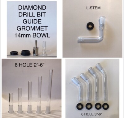 DIY BONG KIT 2 -6  Lstem 90 Or 45 Degree Bent Curved Glass Downstem 14mm Bowl