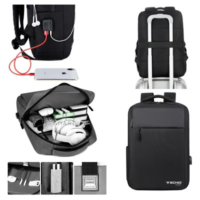 Tasche Rucksack Laptoptasche Notebook 15'' Reise schwarz TECNO USB-Anschluss Audio