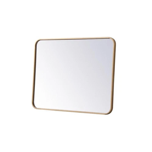 Elegant Decor Evermore 24x32" Soft Corner Metal Rectangular Mirror in Brass - Picture 5 of 8