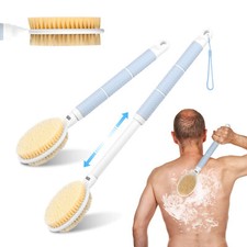 Adjustable Dual-Sided Back Scrubber with Telescopic Handle Soft  Stiff Bristles
