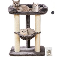 28" Cat Tree, Large Bed for Big Cats, Small Cat Tower with Soft Perch for Win...